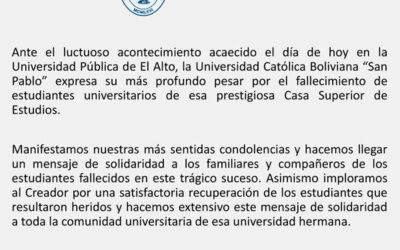 Condolencias y solidaridas por el acontecimiento en la UPEA