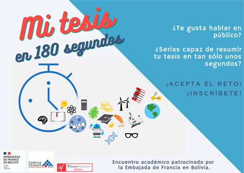 La Embajada de Francia en Bolivia anuncia el lanzamiento del proyecto “Mi Tesis en 180 segundos”