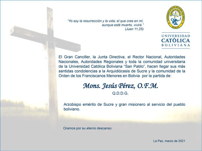 Necrológico Mons. Jesús Pérez, O.F.M.