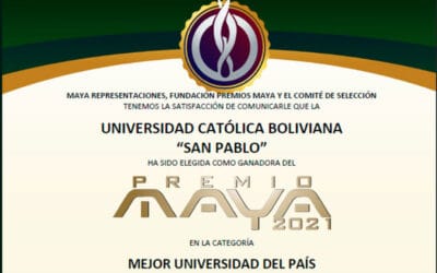 Acreditan a la Universidad Católica Boliviana el premio Maya 2021 como la mejor universidad de Bolivia
