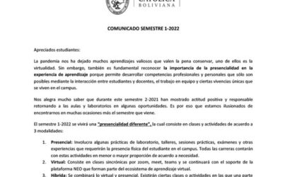 Modalidades de clases del semestre 1-2022 y Protocolos de seguridad