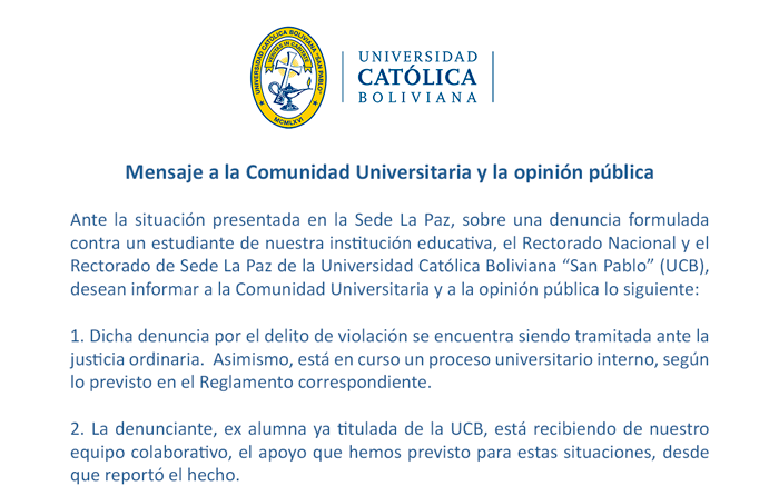 Mensaje a la Comunidad Universitaria y la opinión pública