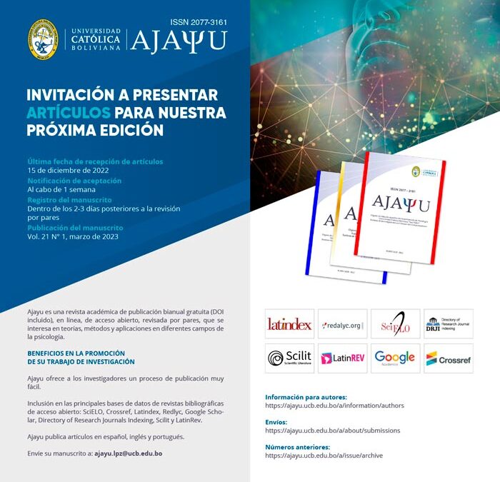 CONVOCATORIA PARA PRESENTAR ARTÍCULOS PARA NUESTRA PRÓXIMA EDICIÓN EN AJAYU