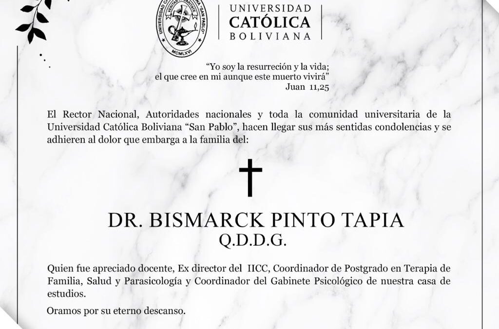 Obituario Dr. Bismark Pinto Tapia