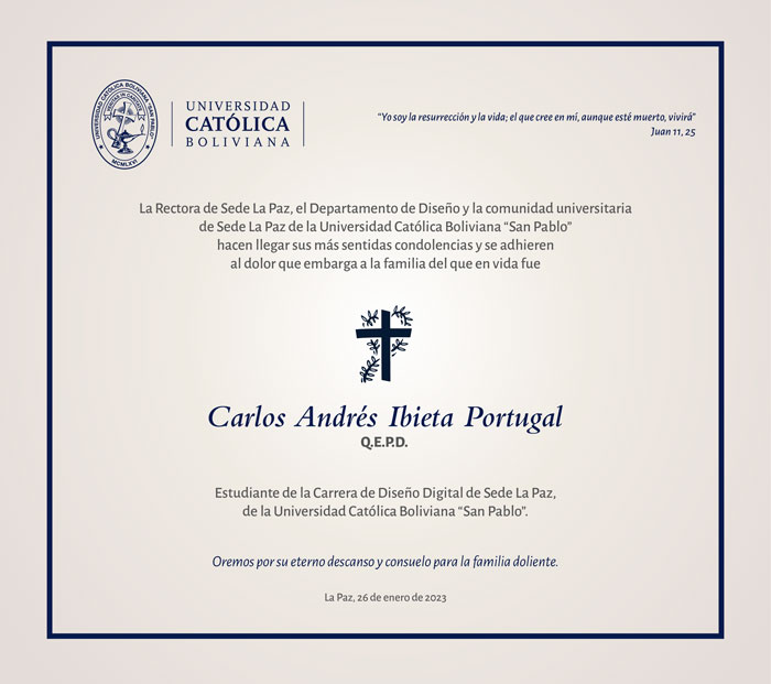 Obituario del estudiante Carlos Andrés Ibieta Portugal