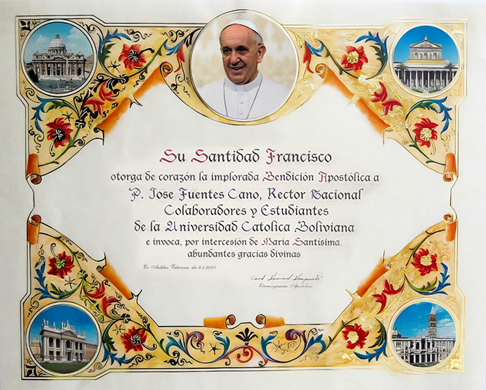 Papa Francisco otorga la Bendición Apostólica a la U.C.B.