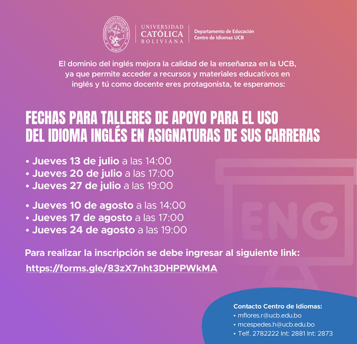 Talleres de apoyo para el uso del idioma inglés en asignaturas