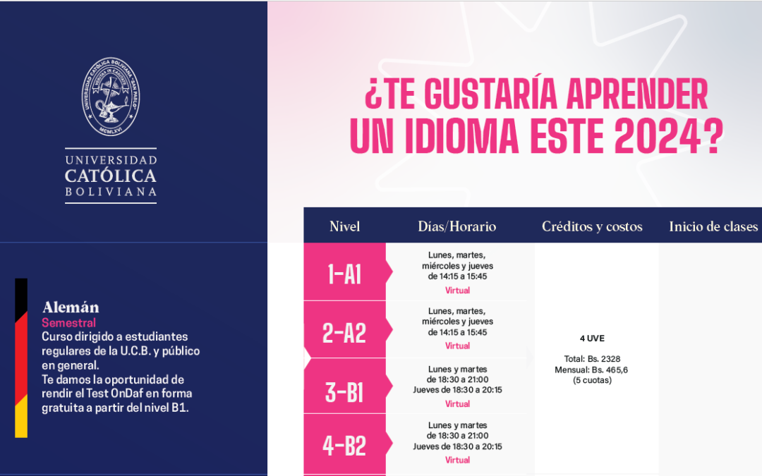 Oferta de idiomas para el semestre 2024