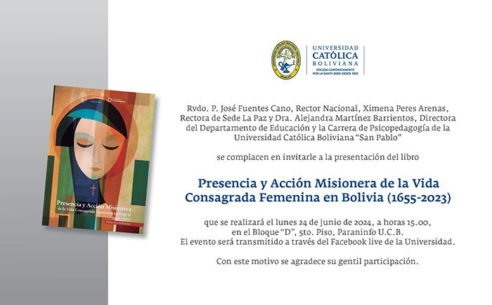 Presentan libro «Presencia y acción misionera de la Vida Consagrada Femenina en Bolivia (1655-2023)»