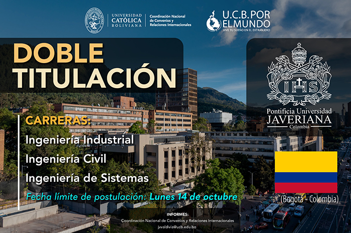 Convocatoria para el programa de doble titulación con la Pontificia Universidad Javeriana