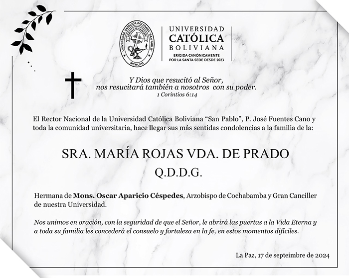 Obituario: Sra. María Rojas VDA. de Prado Q.E.P.D.