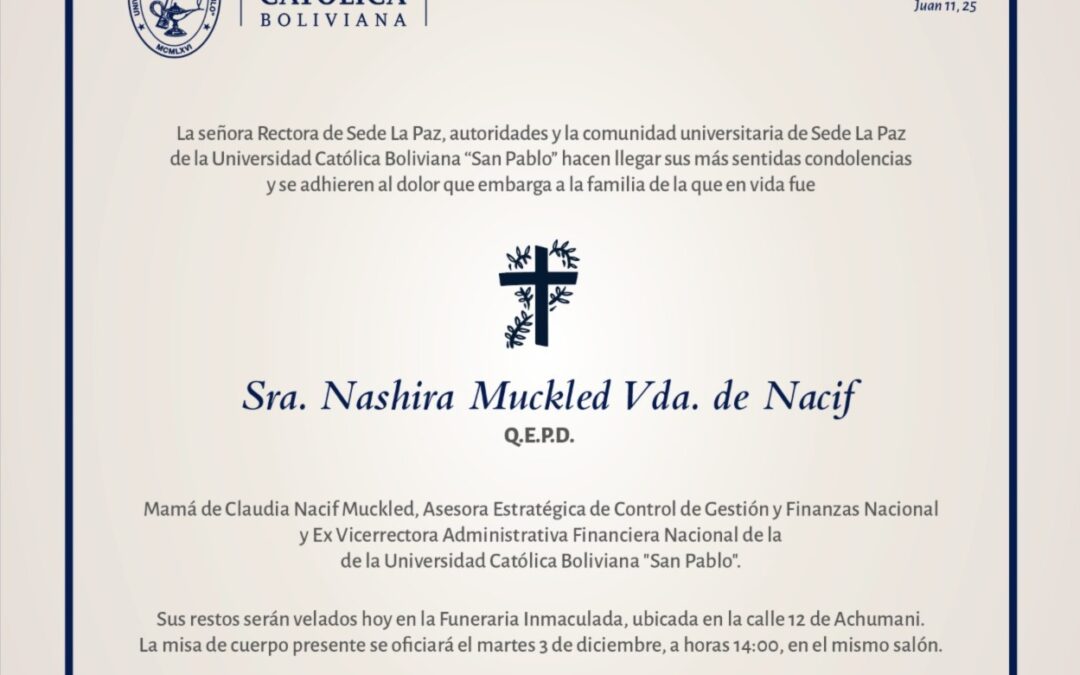 Obituario Sra. Nashira Muckled Vda. de Nacif