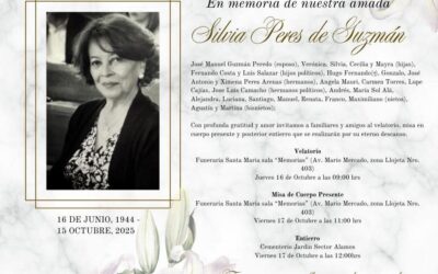 Obituario: Sra. Silvia Amparo Peres Arenas de Guzmán