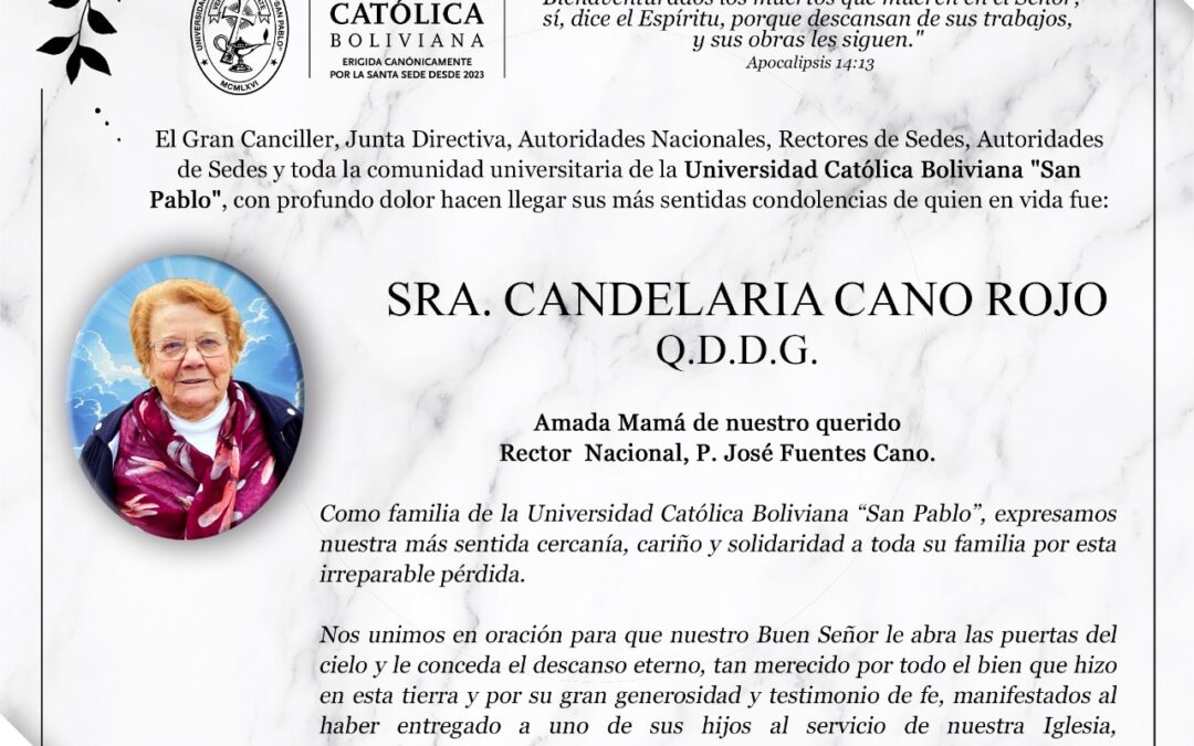 Obituario: Sra. Candelaria Cano Rojo