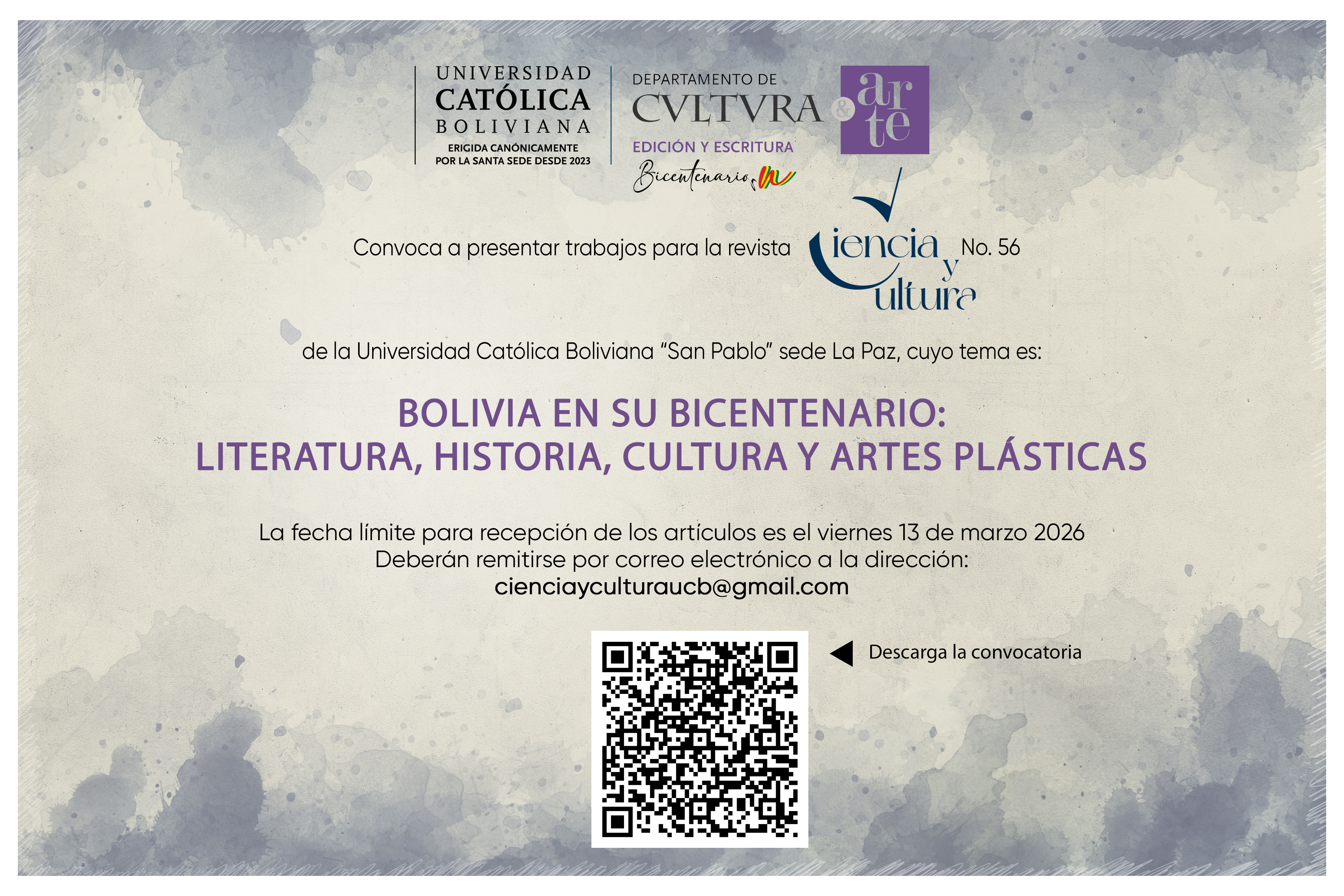 Convocatoria abierta para el Número 56 de la Revista Ciencia y Cultura