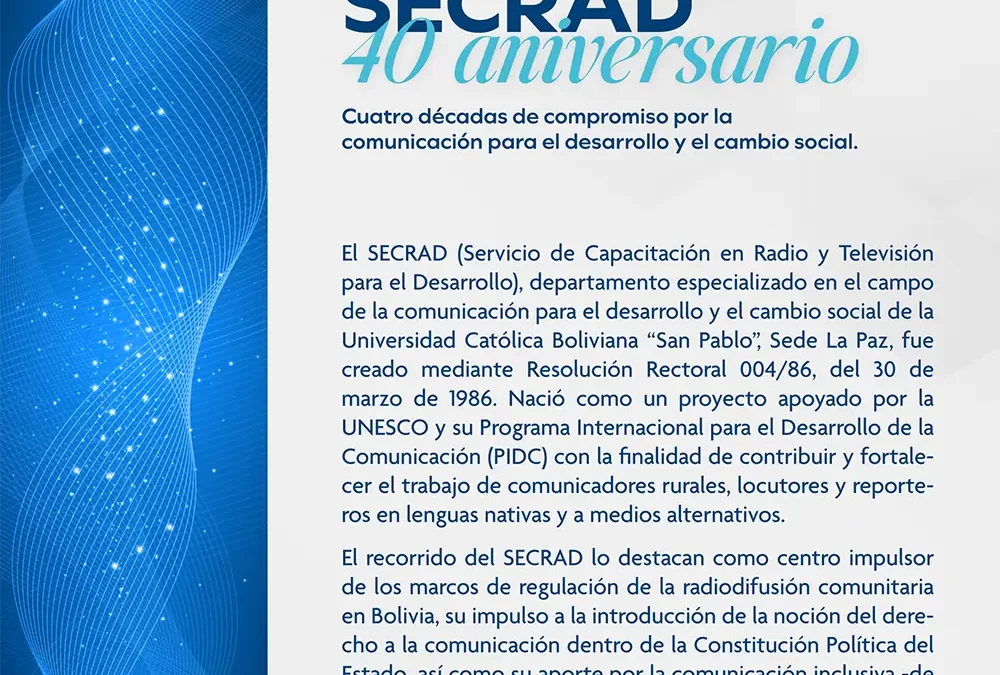 El Servicio de Capacitación en Radio y Televisión para el Desarrollo (SECRAD) celebra su 40 aniversario formando voces que transforman realidades