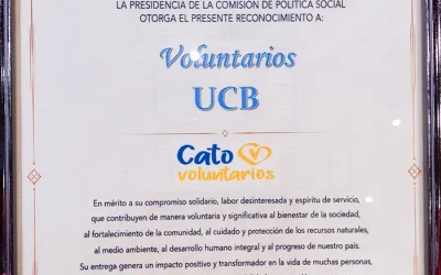 Catovoluntarios U.C.B. recibe Reconocimiento Camaral por su aporte al voluntariado en Bolivia